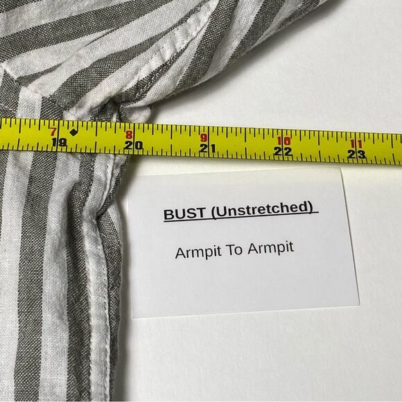 H&M Linen Blend Striped Button Front Regular Fit Coupe Standard Button Up Mens S - Picture 14 of 16